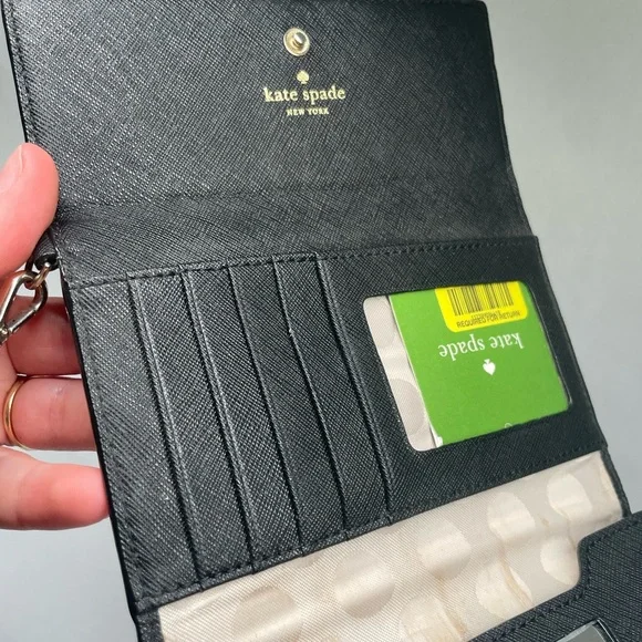 Kate Spade New York Cedar Street Leather Tri-Fold Wallet Wristlet – Phone Case - Picture 4 of 14